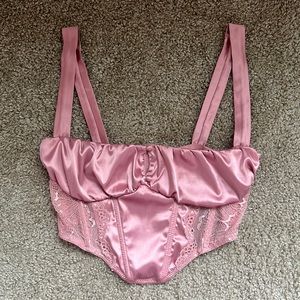 Pink satin lace corset top